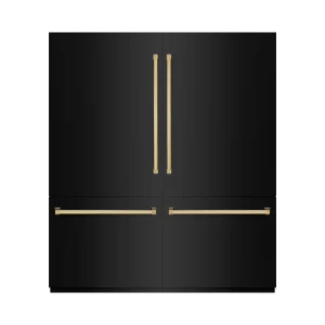 ZLINE Autograph Edition 72-Inch 39.6 cu. ft. French Door Built-In Bottom Freezer Refrigerator with Water Dispensers and Ice Makers in Black Stainless