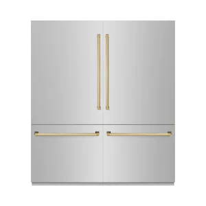 ZLINE Autograph Edition 72-Inch 39.6 Cu. Ft. French Door Built-In Bottom Freezer Refrigerator with Water Dispensers and Ice Makers in Stainless Steel