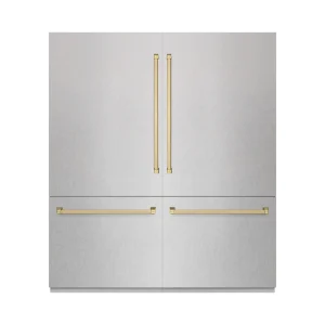 ZLINE Autograph Edition 72-Inch 39.6 Cu. Ft. French Door Built-In Bottom Freezer Refrigerator with Water Dispensers and Ice Makers in Satin Stainless