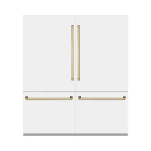 ZLINE Autograph Edition 72-Inch 39.6 Cu. Ft. French Door Built-In Bottom Freezer Refrigerator with Water Dispensers and Ice Makers in White Matte with