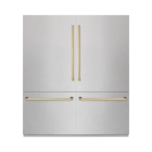 ZLINE Autograph Edition 72-Inch 39.6 Cu. Ft. French Door Built-In Bottom Freezer Refrigerator with Water Dispensers and Ice Makers in Satin Stainless