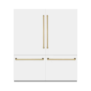 ZLINE Autograph Edition 72-Inch 39.6 Cu. Ft. French Door Built-In Bottom Freezer Refrigerator with Water Dispensers and Ice Makers in White Matte and