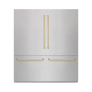 ZLINE Autograph Edition 72-Inch 39.6 Cu. Ft. French Door Built-In Bottom Freezer Refrigerator with Water Dispensers and Ice Makers in Satin Stainless