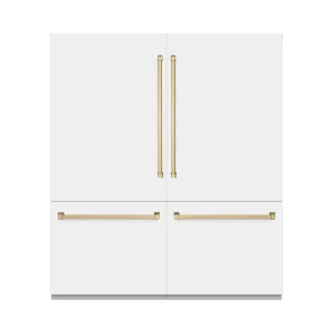 ZLINE Autograph Edition 72-Inch 39.6 Cu. Ft. French Door Built-In Bottom Freezer Refrigerator with Water Dispensers and Ice Makers in White Matte with