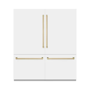 ZLINE Autograph Edition 72-Inch 39.6 Cu. Ft. French Door Built-In Bottom Freezer Refrigerator with Water Dispensers and Ice Makers in White Matte and