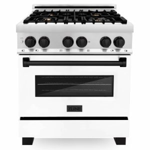 ZLINE Legacy Series Autograph Edition 30-inch Dual Fuel Range with Gas Stove and 4.0 Cu. Ft. Electric Oven in Stainless Steel with White Matte Door an
