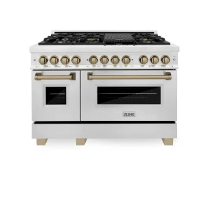 ZLINE Legacy Series Autograph Edition 48-inch Dual Fuel Range with Gas Stove and 6.0 Cu. Ft. Electric Oven in Fingerprint Resistant Satin Stainless St