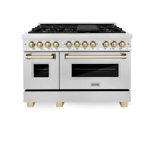 ZLINE Legacy Series Autograph Edition 48-inch Dual Fuel Range with Gas Stove and 6.0 Cu. Ft. Electric Oven in Fingerprint Resistant Satin Stainless St