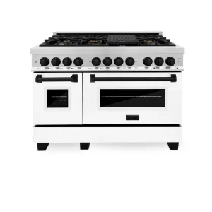 ZLINE Legacy Series Autograph Edition 48-inch Dual Fuel Range with Gas Stove and 6.0 Cu. Ft. Electric Oven in Stainless Steel with White Matte Door an