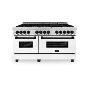 ZLINE Legacy Series Autograph Edition 60-inch Dual Fuel Range with Gas Stove and 7.4 Cu. Ft. Electric Oven in Stainless Steel, White Matte Door and Ma