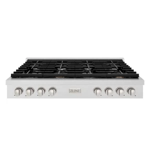 ZLINE Paramount 48-Inch Gas Rangetop with 8 Burners and Porcelain Cooktop in Satin Stainless Steel (SRTS-48)