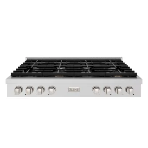 ZLINE Paramount 48-Inch Gas Rangetop with 8 Burners and Porcelain Cooktop in Stainless Steel (SRT48)
